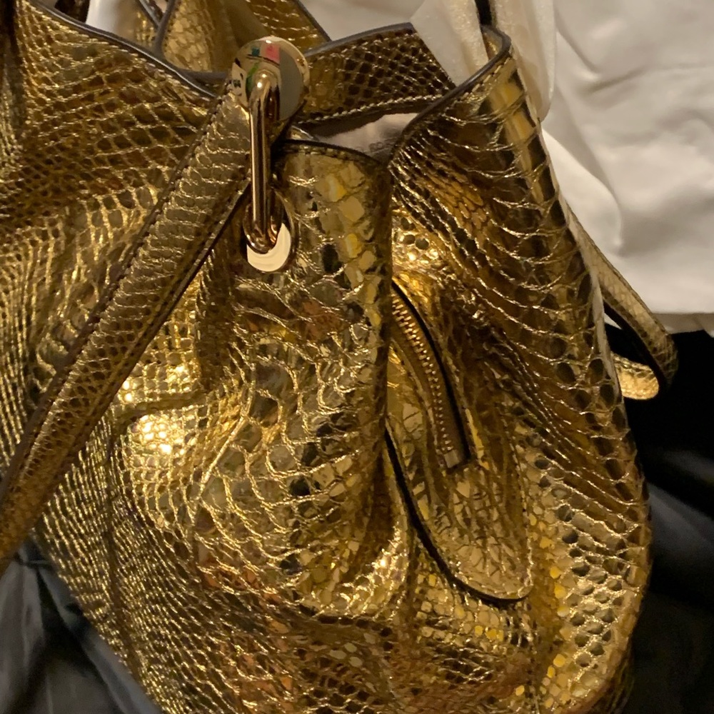 NWT Michael Kors Python Metallic Gold Bag and Wristlet Wallet